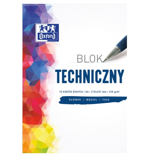 Blok Techniczny Biały Oxford A4 10k 250g 400093199