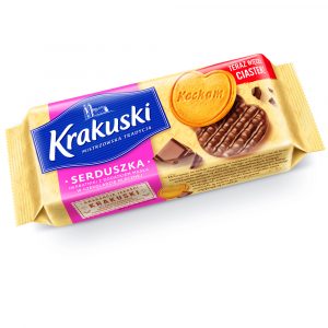 Ciastka serduszka w czekoladzie 171g Krakuski