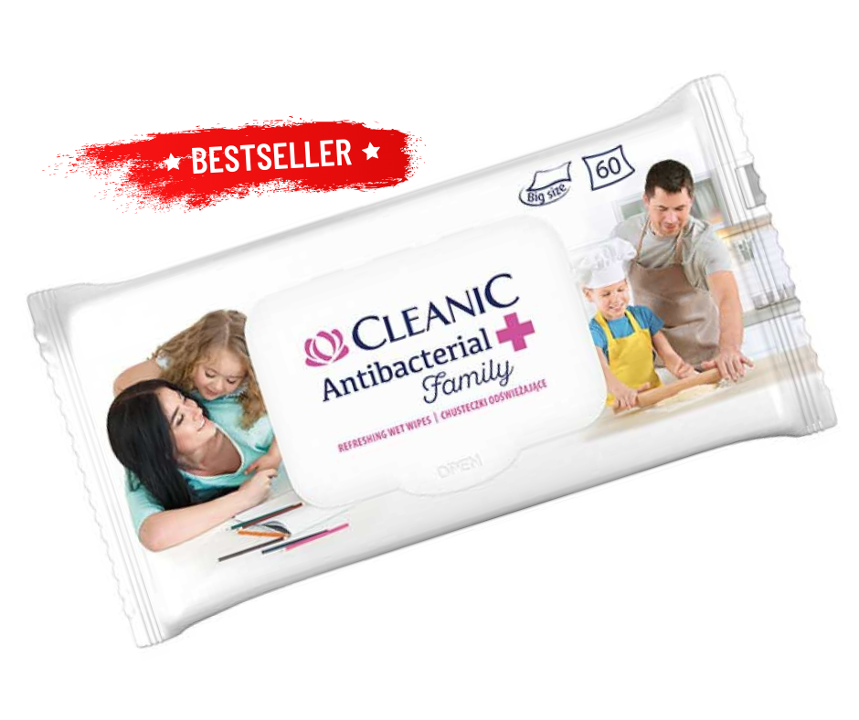 Cleanic Chusteczki Odświeżające Antybacterial Family 60szt. Białe