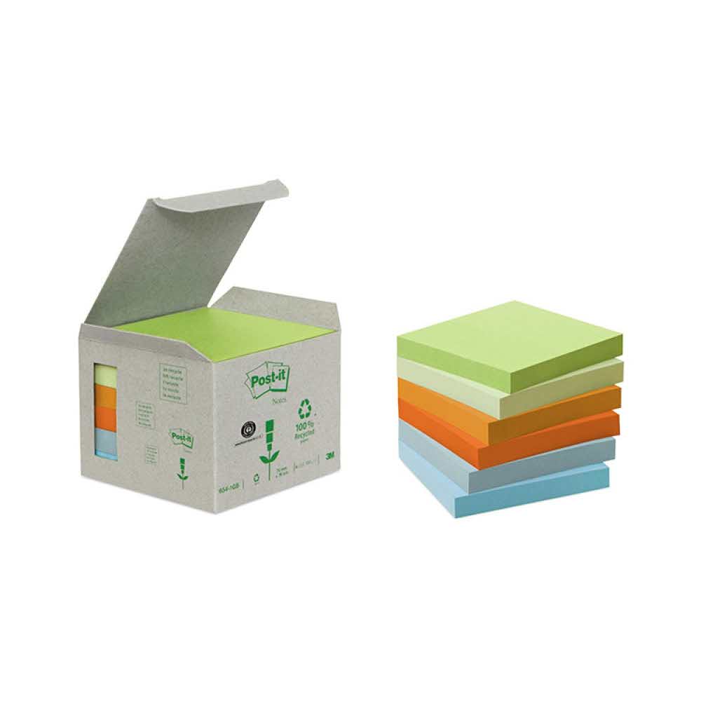 akcesoria biurowe 4 alibiuro.pl Bloczki ekologiczne POST IT 654 1GB 76x76mm 6x100 kart. mix kolorów 95