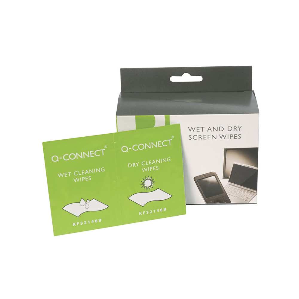 akcesoria biurowe 4 alibiuro.pl Chusteczki do czyszczenia ekranów TFT LCD Q CONNECT 2x20szt. 35