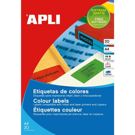 akcesoria biurowe 4 alibiuro.pl Etykiety kolorowe APLI 210x297mm prostokątne niebieskie 20 ark. 29