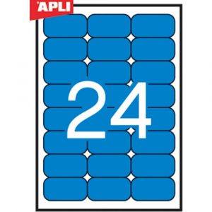 akcesoria biurowe 4 alibiuro.pl Etykiety kolorowe APLI 70x37mm zaokrąglone niebieskie 20 ark. 83
