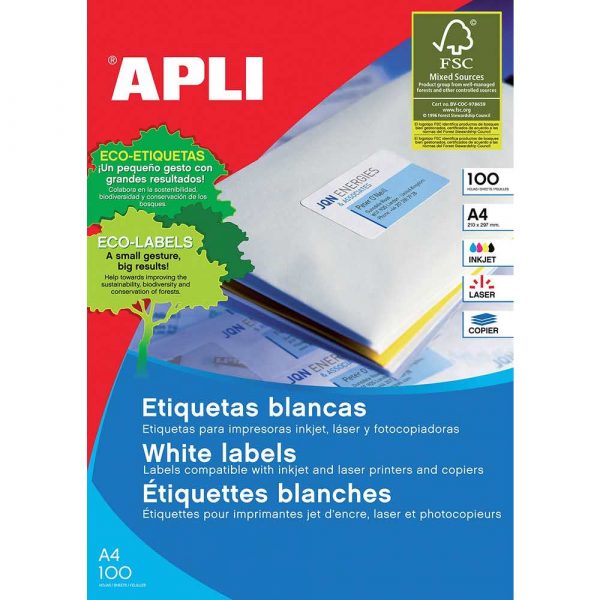 akcesoria biurowe 4 alibiuro.pl Etykiety uniwersalne APLI 70x35mm prostokątne białe 100 ark. 33