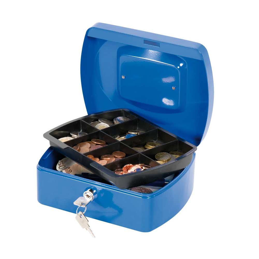 akcesoria biurowe 4 alibiuro.pl Kasetka na pieniądze Q CONNECT średnia 205x85x160mm niebieska 60