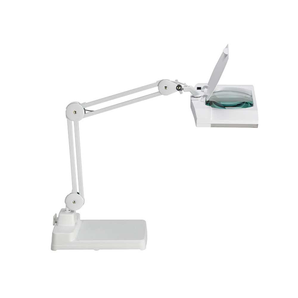akcesoria biurowe 4 alibiuro.pl Lampka energooszczędna z lupą na biurko MAULvitrum 2x9W biała 50