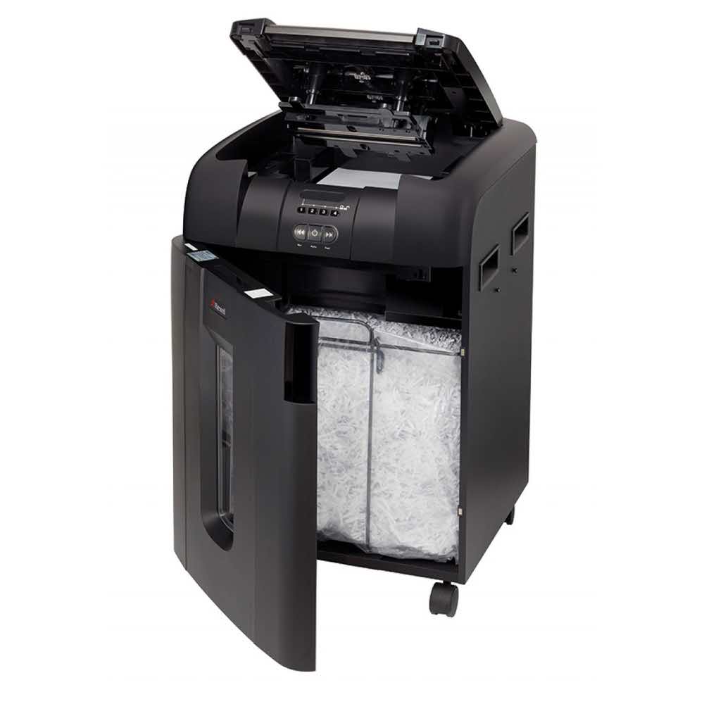 akcesoria biurowe 4 alibiuro.pl Niszczarka automatyczna REXEL Auto 600X konfetti P 4 600 kart. 80l karty kredytowe CD czarna 51