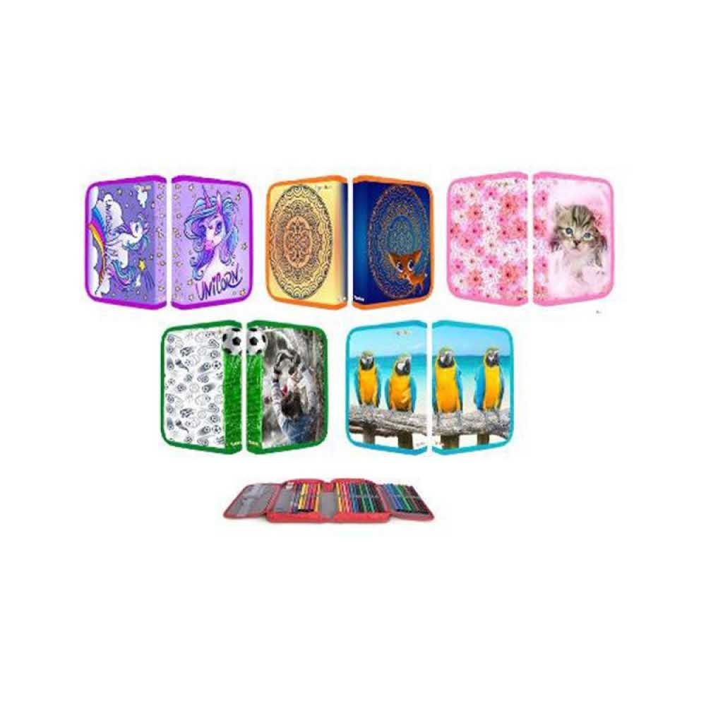 akcesoria biurowe 4 alibiuro.pl Piórnik szkolny GIMBOO z wyposażeniem 1 komora 2 przekładki mix kolorów 64