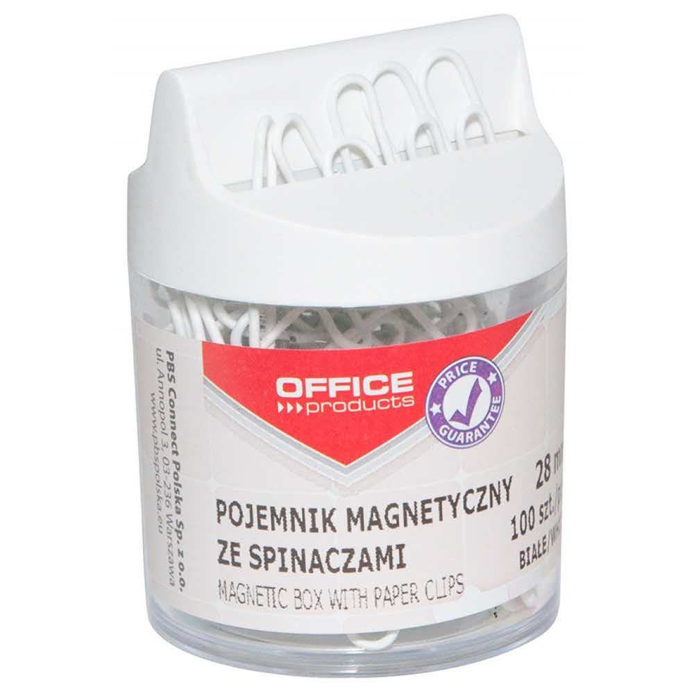 akcesoria biurowe 4 alibiuro.pl Pojemnik magn. na spinacze OFFICE PRODUCTS okrągły ze spinaczami biały 40
