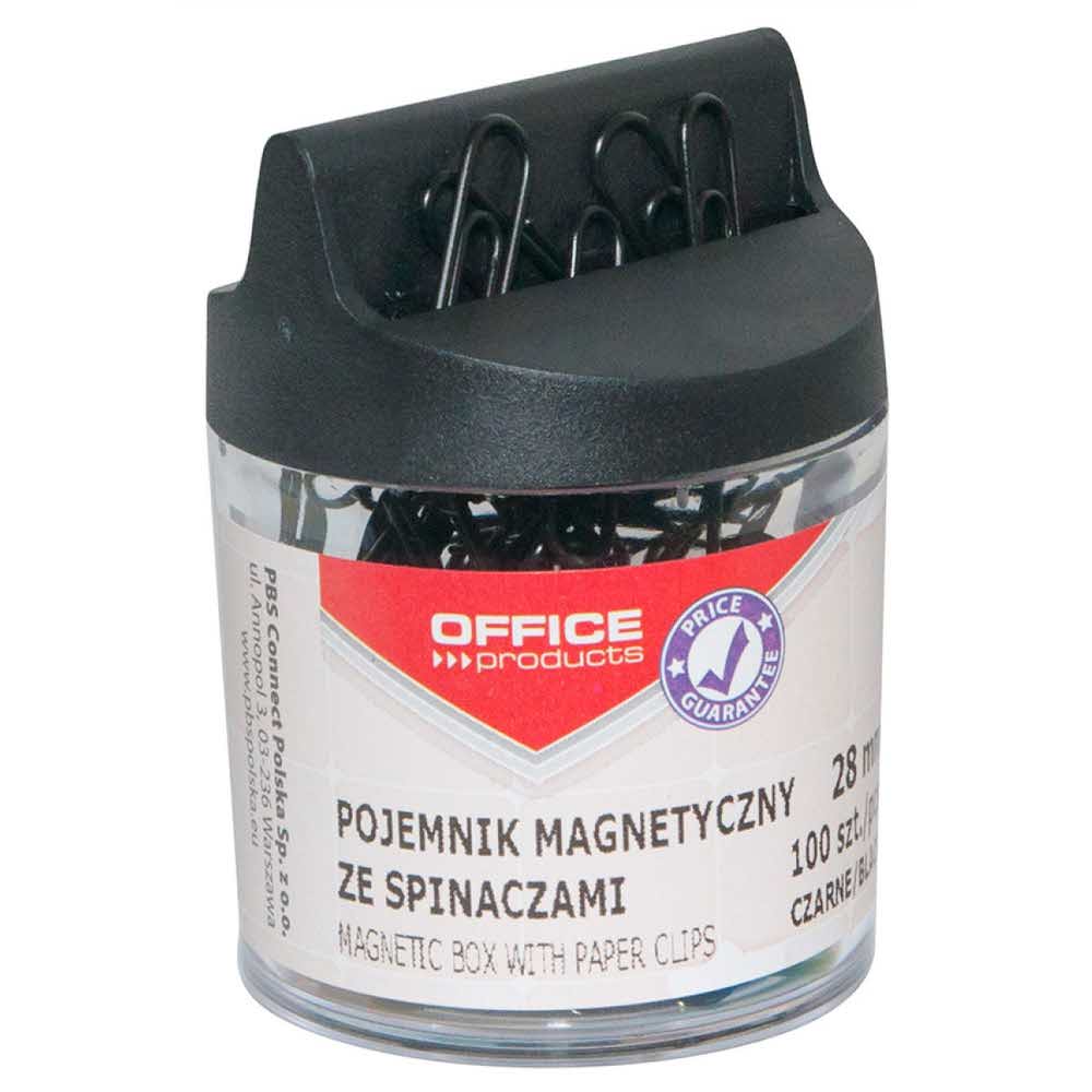 akcesoria biurowe 4 alibiuro.pl Pojemnik magn. na spinacze OFFICE PRODUCTS okrągły ze spinaczami czarny 70