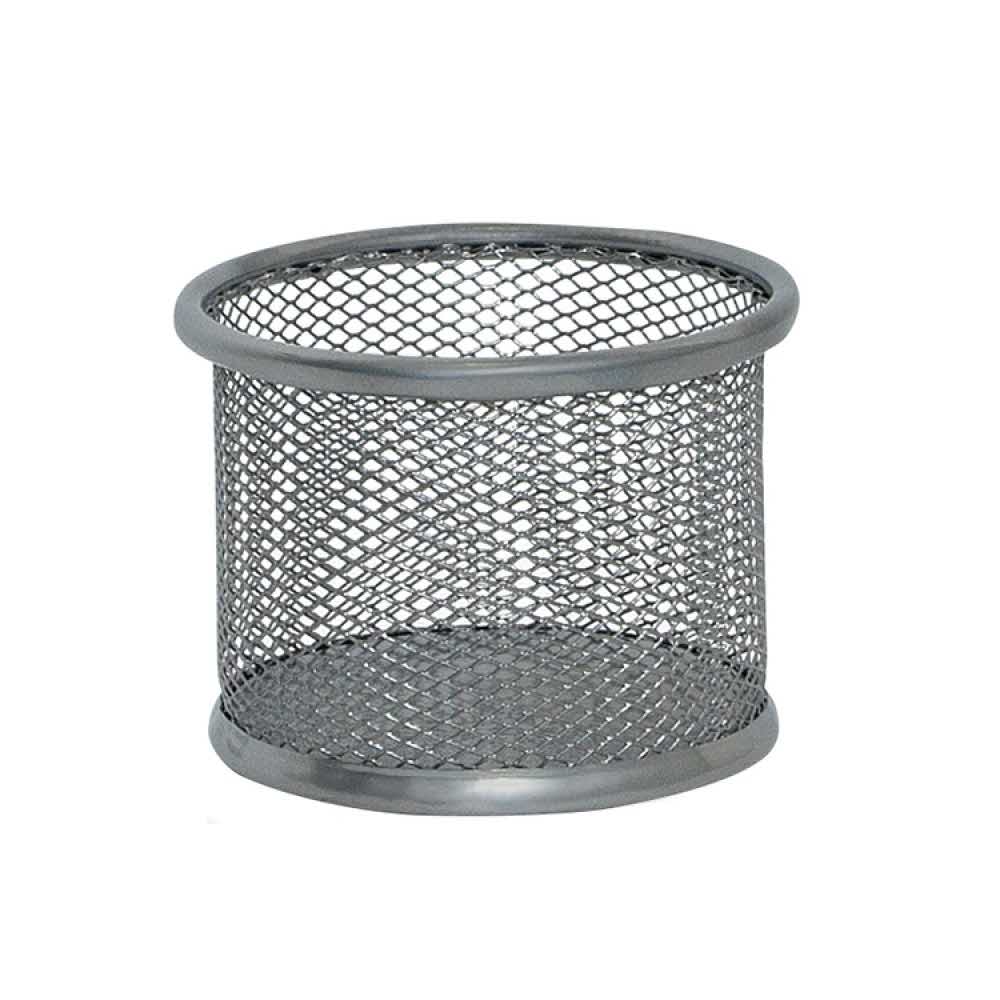 akcesoria biurowe 4 alibiuro.pl Pojemnik na przybory Q CONNECT Office Set metalowy 90x68mm srebrny 82