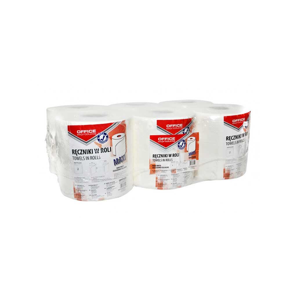 akcesoria biurowe 4 alibiuro.pl Ręczniki w roli celulozowe OFFICE PRODUCTS Maxi 2 warstwowe 120m 6szt. białe 65