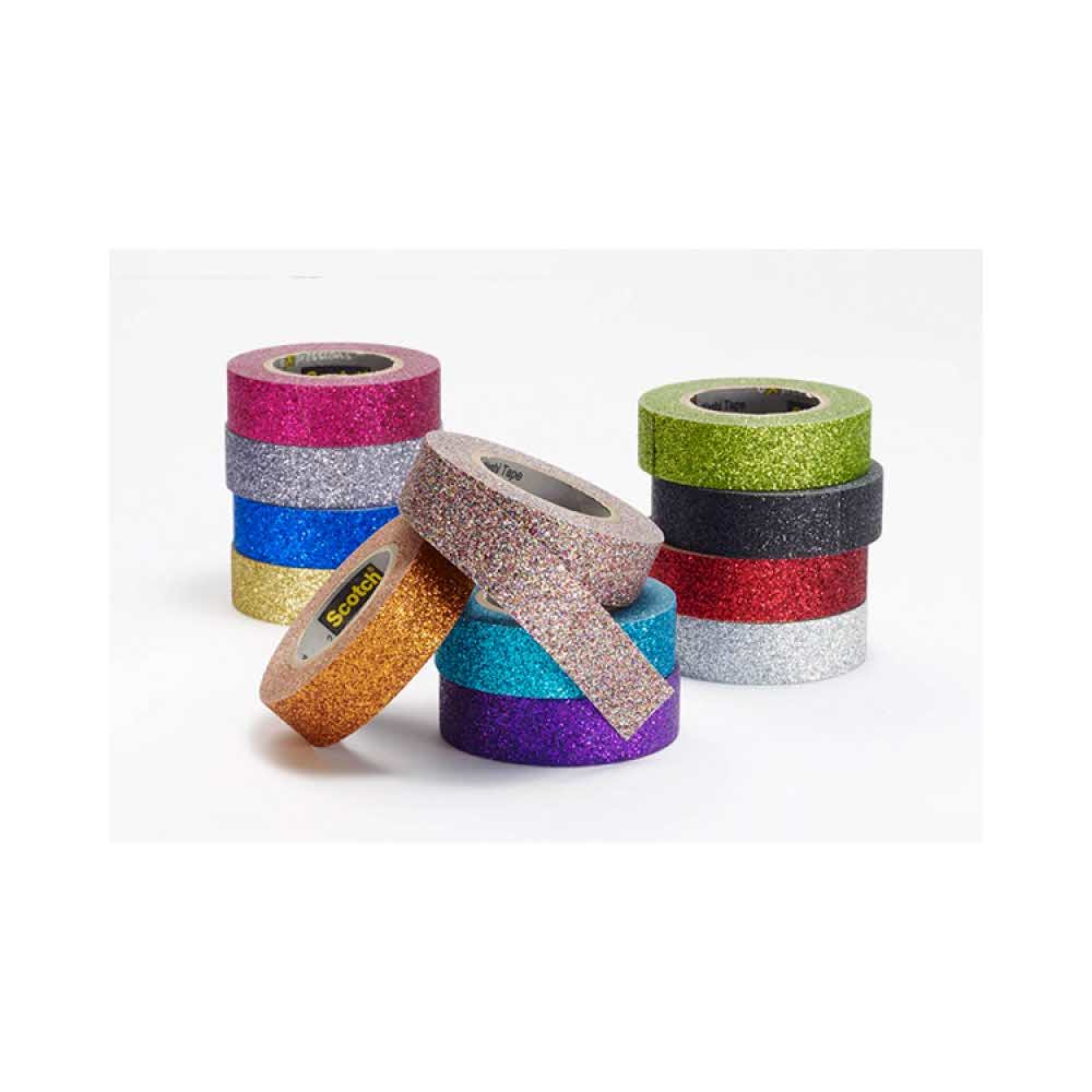 akcesoria biurowe 4 alibiuro.pl Taśma brokatowa SCOTCH Expressions C514 2PACK1 15mm 5m zawieszka 2 szt. wielokolorowa różowa 59