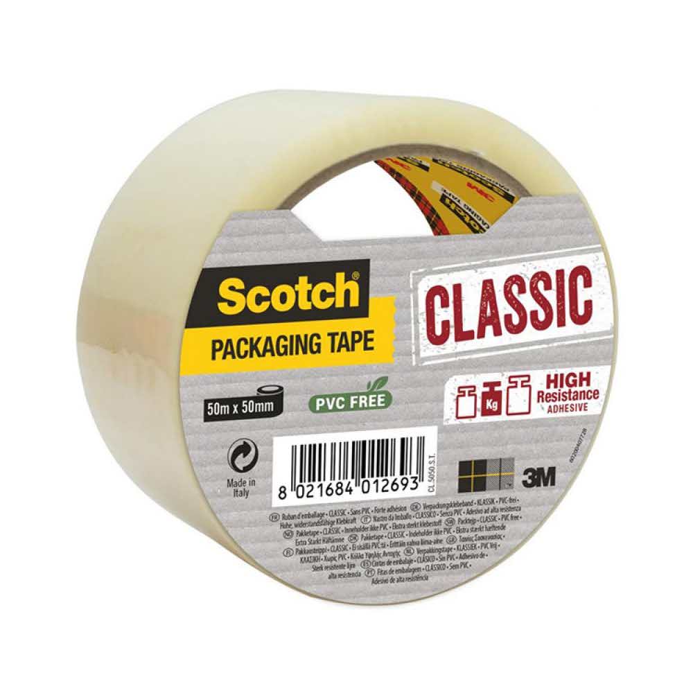 akcesoria biurowe 4 alibiuro.pl Taśma pakowa Scotch Hot melt C5050S T EU 50mm 50m transparentna 80