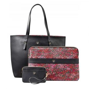 akcesoria biurowe 4 alibiuro.pl Torebka damska WENGER MarieSol 14 Inch 440x320x110mm czarna z motywem kwiatowym 43