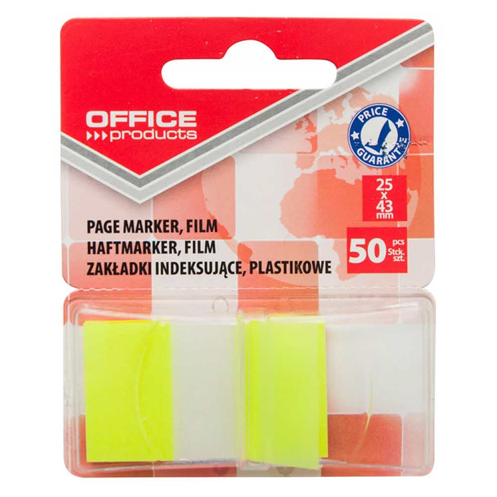akcesoria biurowe 4 alibiuro.pl Zakładki indeksujące OFFICE PRODUCTS PP 25x43mm 1x50 kart. blister żółte 95