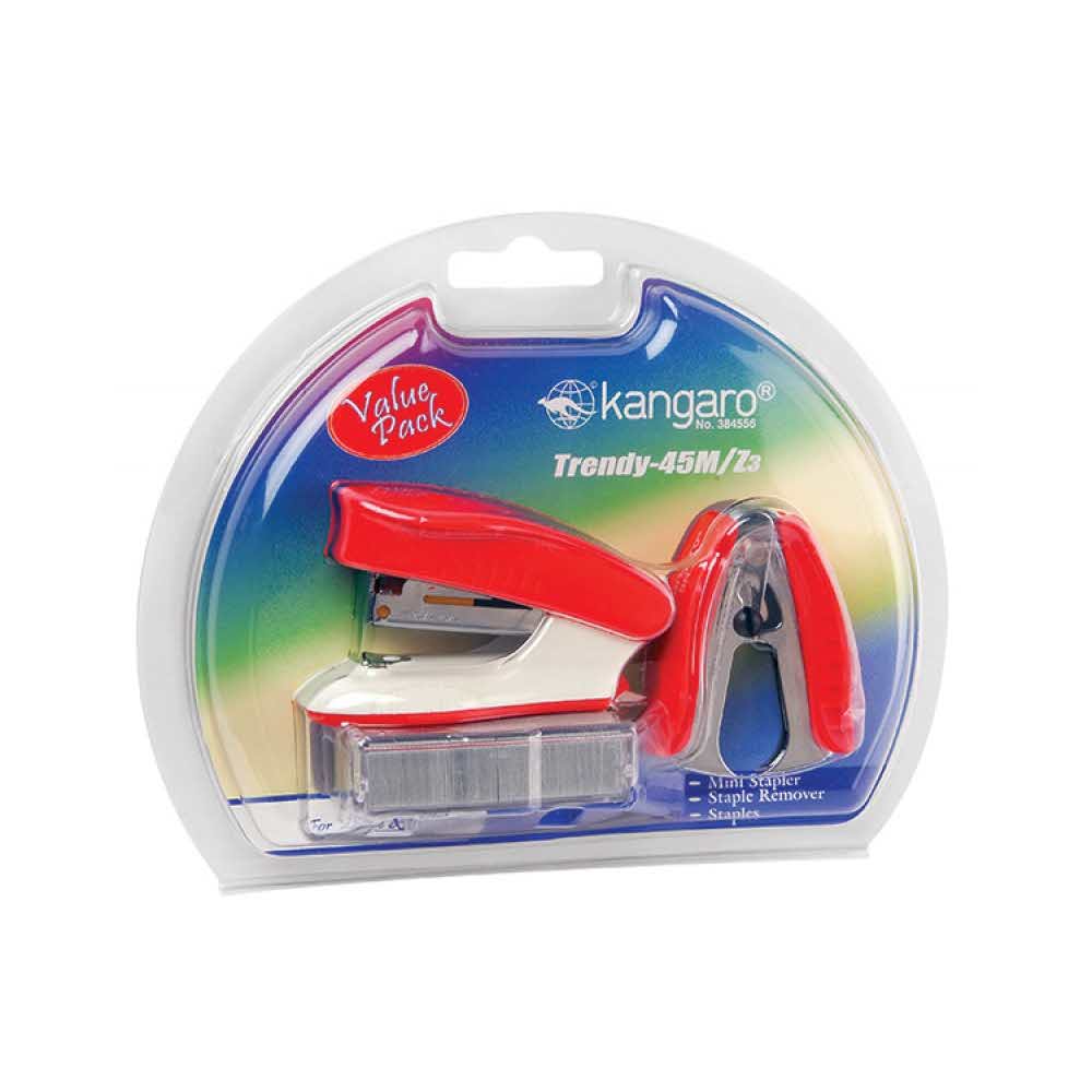 akcesoria biurowe 4 alibiuro.pl Zszywacz KANGARO Trendy 45M Z3 zszywki i rozszywacz zszywa do 15 kartek blister czerwony 90