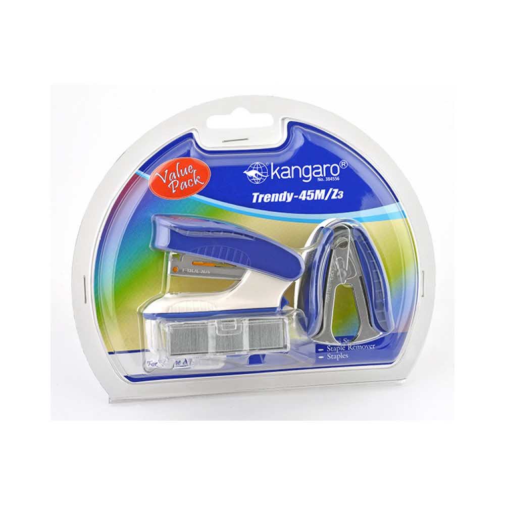 akcesoria biurowe 4 alibiuro.pl Zszywacz KANGARO Trendy 45M Z3 zszywki i rozszywacz zszywa do 15 kartek blister niebieski 49