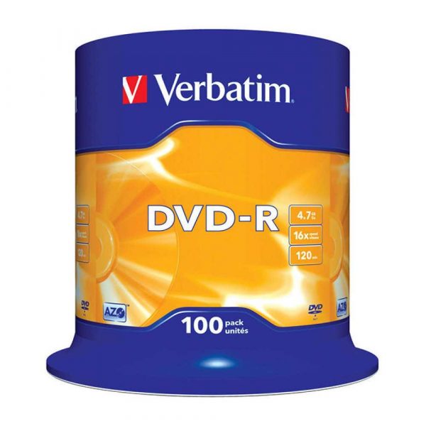 akcesoria komputerowe 4 alibiuro.pl Płyta DVD R VERBATIM AZO 4 7GB prędkość 16x cake 100szt. srebrny mat 21