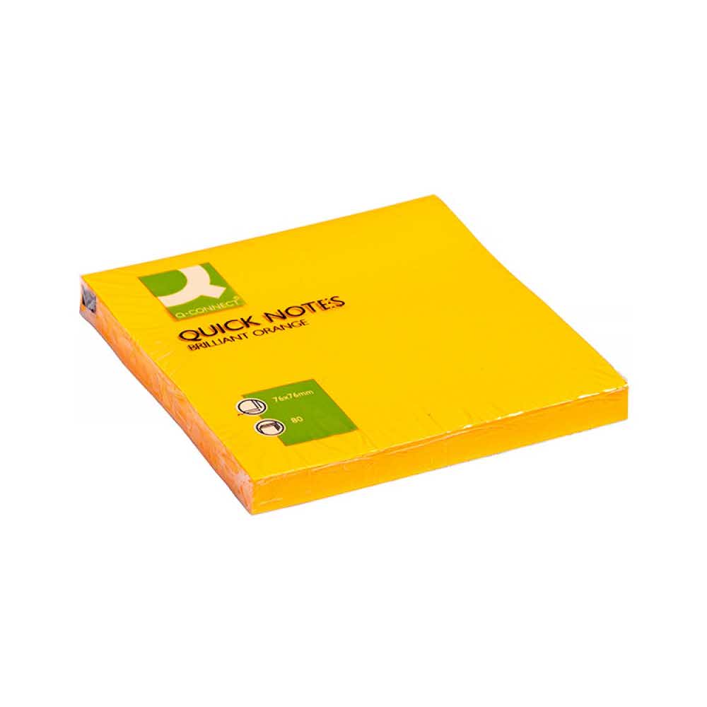 artykuły biurowe 4 alibiuro.pl Bloczek samoprzylepny Q CONNECT Brilliant 76x76mm 1x80 kart. pomarańczowy 13