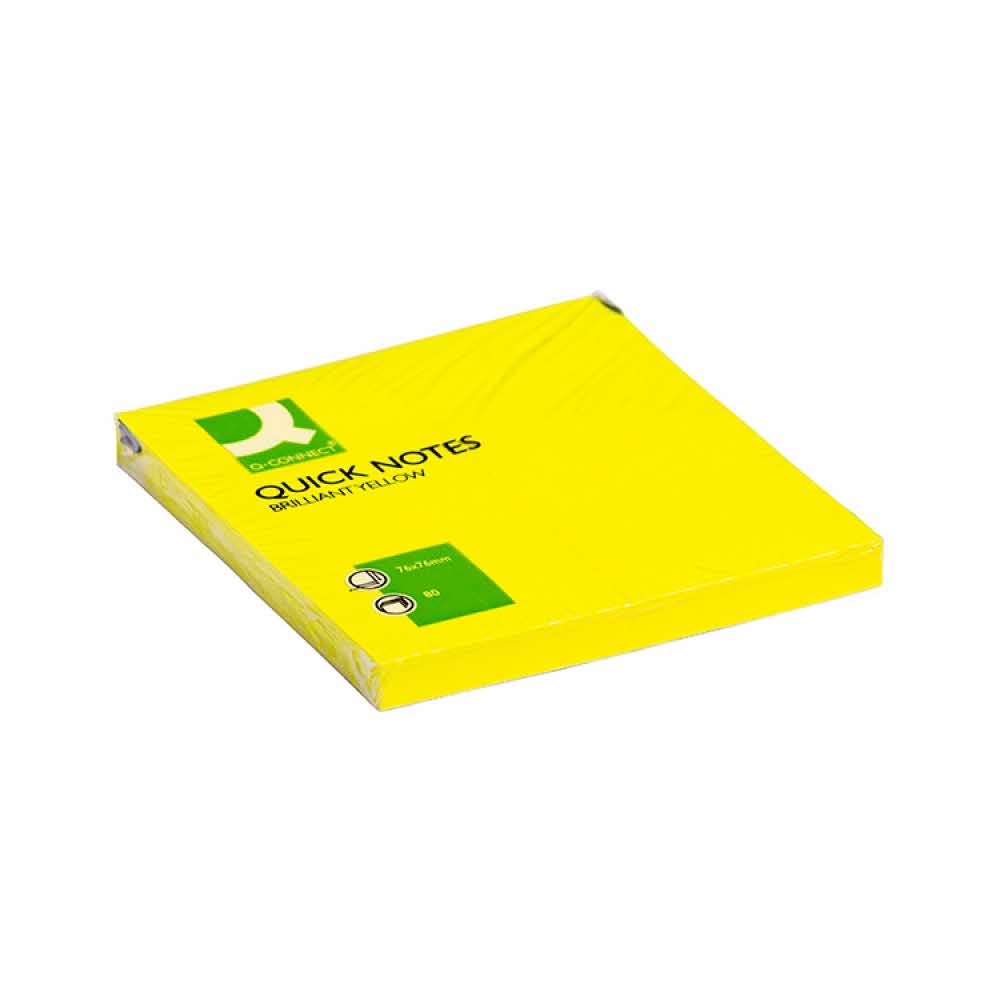 artykuły biurowe 4 alibiuro.pl Bloczek samoprzylepny Q CONNECT Brilliant 76x76mm 1x80 kart. żółty 40