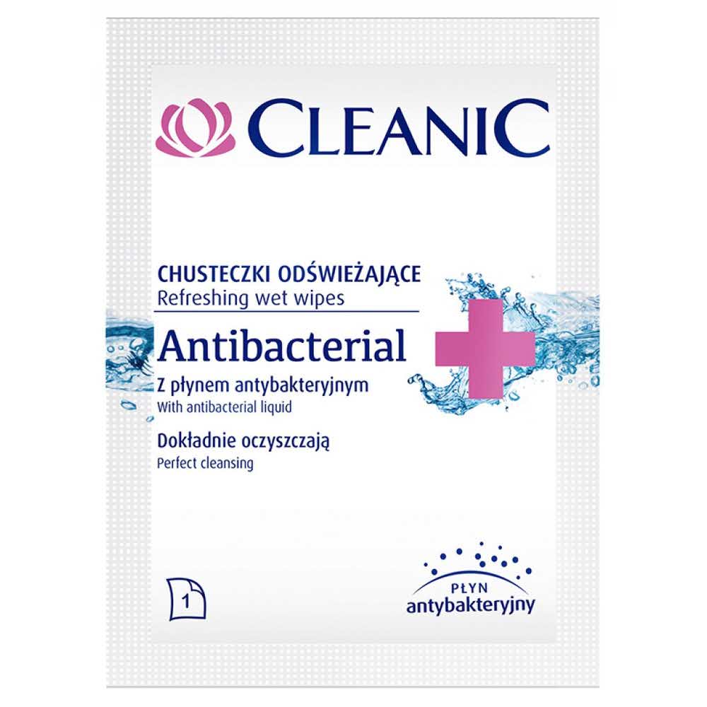 artykuły biurowe 4 alibiuro.pl Chusteczki odświeżające CLEANIC Antybacterial saszetka białe 67