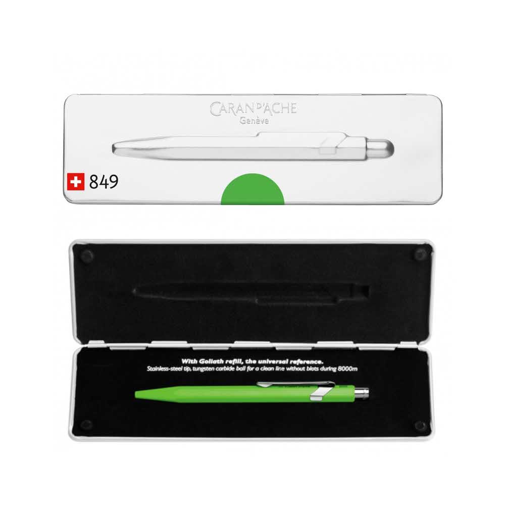 artykuły biurowe 4 alibiuro.pl Długopis CARAN D Inch ACHE 849 Pop Line Fluo M w pudełku zielony 61