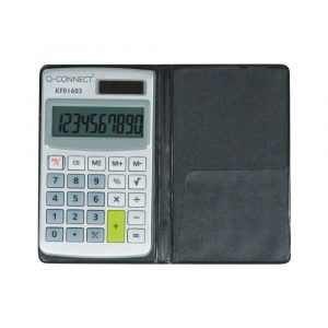 artykuły biurowe 4 alibiuro.pl Kalkulator Q CONNECT 10 cyfrowy 73x118mm etui szary 88