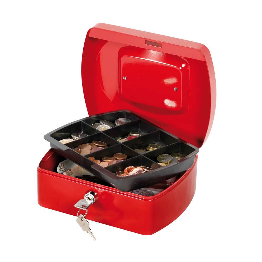 artykuły biurowe 4 alibiuro.pl Kasetka na pieniądze Q CONNECT średnia 205x85x160mm czerwona 41