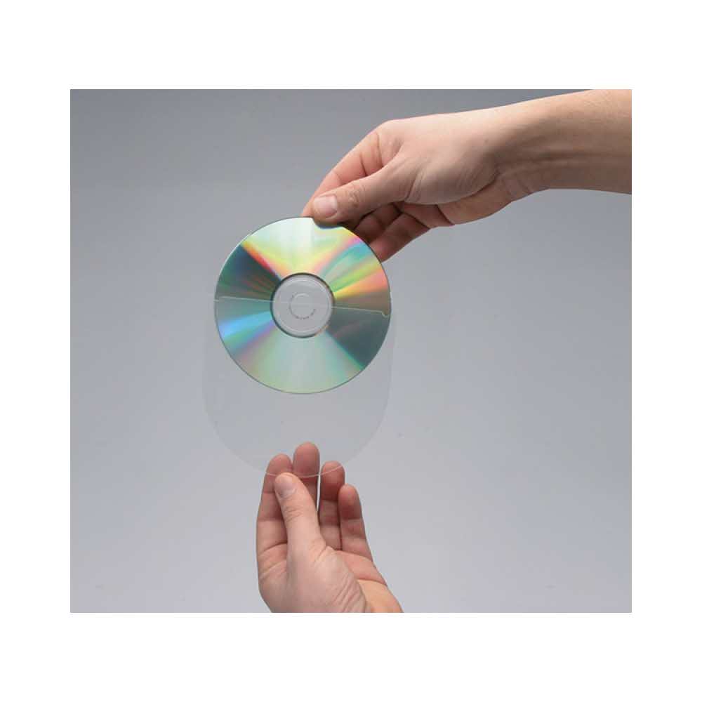 artykuły biurowe 4 alibiuro.pl Kieszeń samoprzylepna CD DVD Q CONNECT półokrągła 126x126mm 10szt. transparentna 20