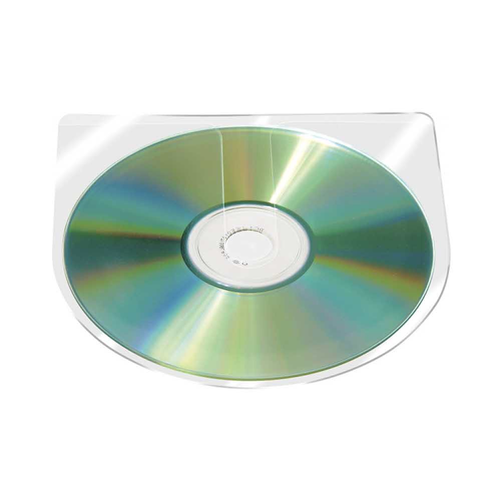 artykuły biurowe 4 alibiuro.pl Kieszeń samoprzylepna CD DVD Q CONNECT półokrągła 126x126mm 10szt. transparentna 77