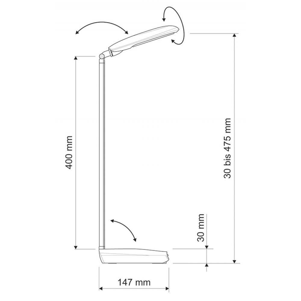 artykuły biurowe 4 alibiuro.pl Lampka LED na biurko MAULpulse Colour Vario 7W ze ściemniaczem srebrno czarna 98
