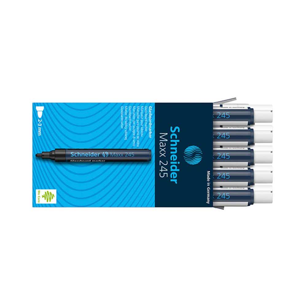 artykuły biurowe 4 alibiuro.pl Marker do szklanych tablic SCHNEIDER Maxx 245 2 3mm biały 1
