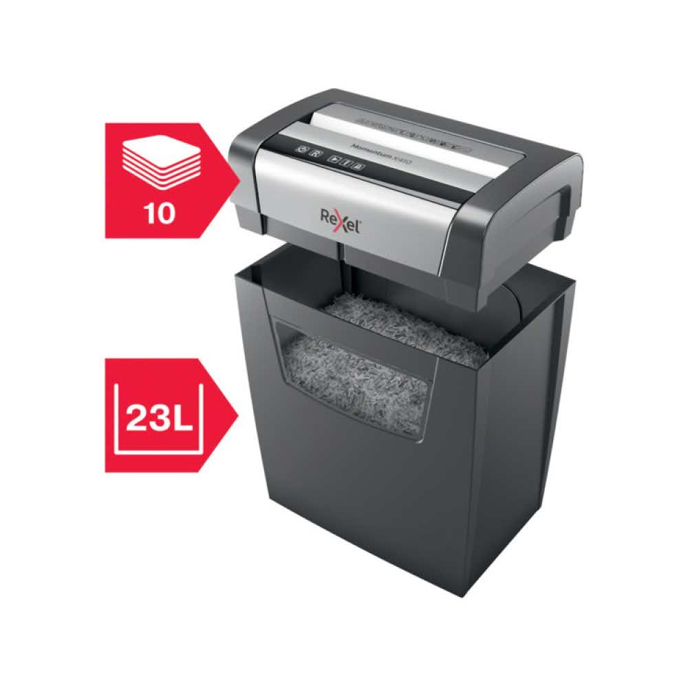 artykuły biurowe 4 alibiuro.pl Niszczarka Rexel Momentum X410 konfetti P 4 10 kart. 23l czarna 12