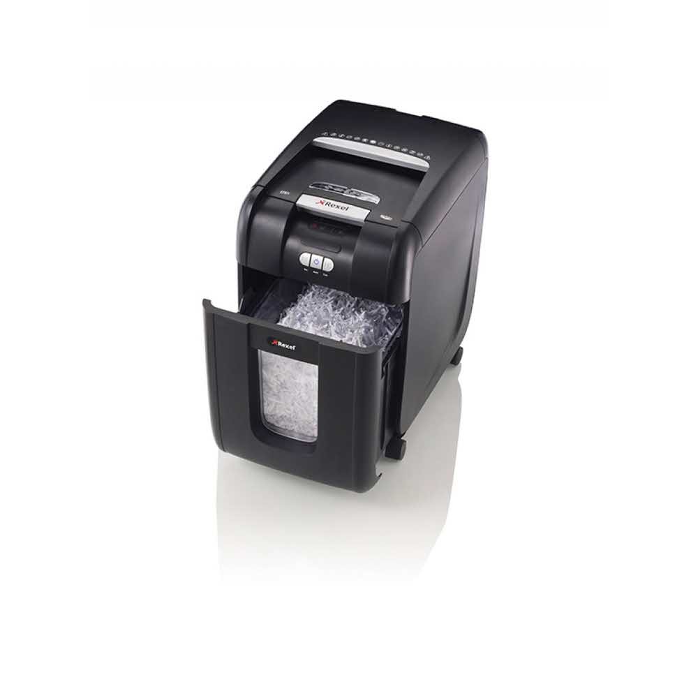 artykuły biurowe 4 alibiuro.pl Niszczarka automatyczna REXEL Auto 200X konfetti P 4 200 kart. 32l karty kredytowe CD czarna 60