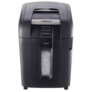 artykuły biurowe 4 alibiuro.pl Niszczarka automatyczna REXEL Auto 500X konfetti P 4 500 kart. 80l karty kredytowe CD czarna 69