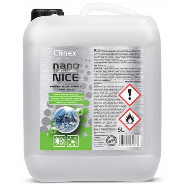 artykuły biurowe 4 alibiuro.pl Preparat do dezynfekcji układów klimatyzacji i wentylacji CLINEX Nano Protect Silver Nice 5L 90