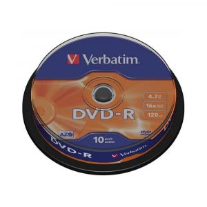 artykuły biurowe 4 alibiuro.pl Płyta DVD R VERBATIM AZO 4 7GB prędkość 16x cake 10szt. srebrny mat 99