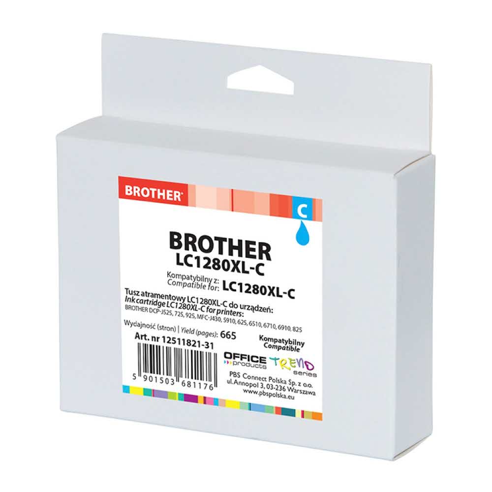 artykuły biurowe 4 alibiuro.pl Tusz OP K Brother LC1280XL C do MFC J5910DW cyan 50