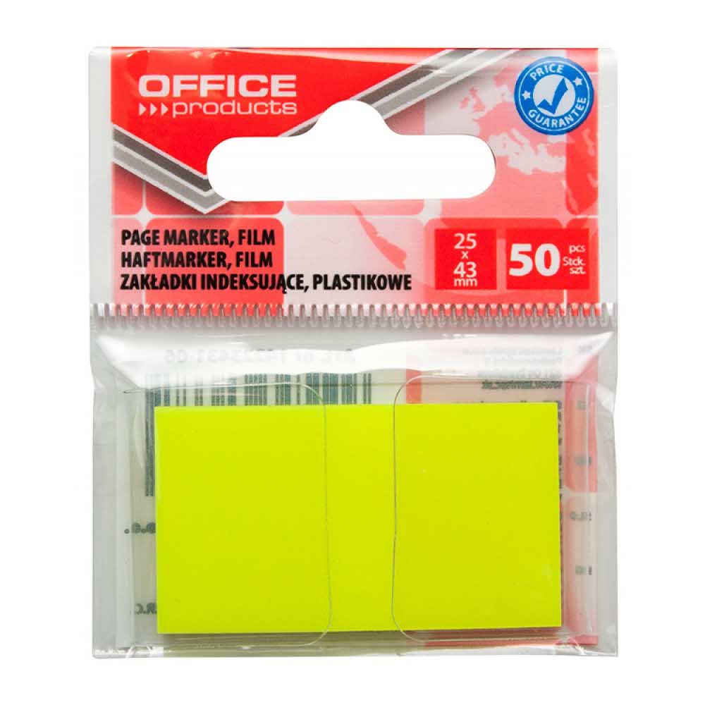 artykuły biurowe 4 alibiuro.pl Zakładki indeksujące OFFICE PRODUCTS PP 25x43mm 1x50 kart. zawieszka żółte 63