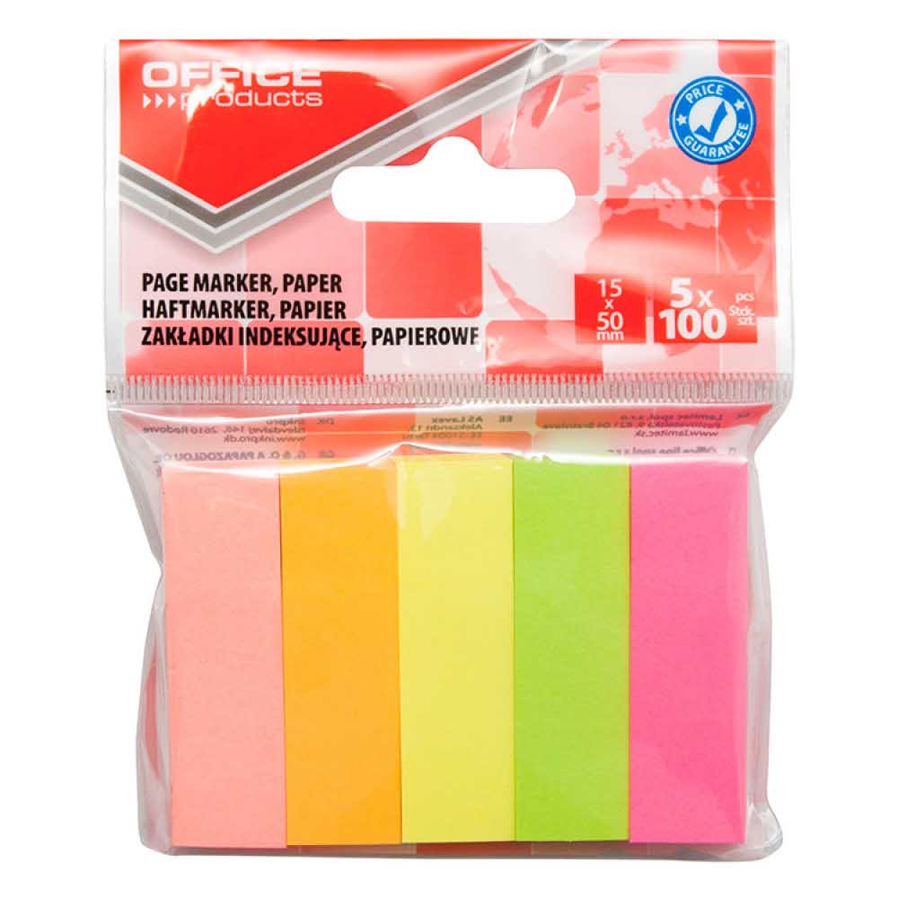 artykuły biurowe 4 alibiuro.pl Zakładki indeksujące OFFICE PRODUCTS papier 15x50mm 5x100 kart. zawieszka mix kolorów 76