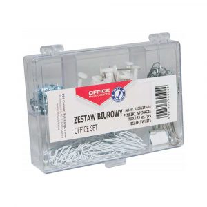 artykuły biurowe 4 alibiuro.pl Zestaw biurowy pinezki klipy i spinacze OFFICE PRODUCTS mix 153szt. biały 42