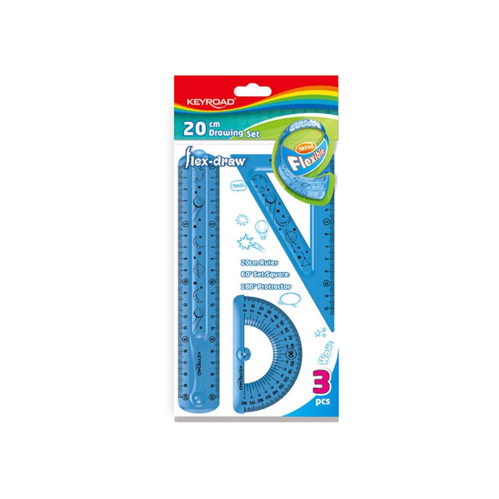 artykuły biurowe 4 alibiuro.pl Zestaw geometryczny KEYROAD Flex draw z grafiką zawieszka mix kolorów 52