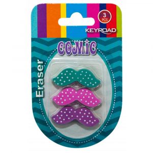 artykuły kreślarskie 4 alibiuro.pl Gumka uniwersalna KEYROAD Wąsy 3szt. blister mix kolorów 63