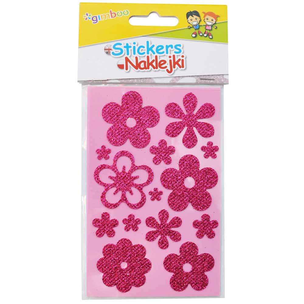 artykuły szkolne 4 alibiuro.pl Naklejki GIMBOO Kwiatki z brokatem 8x12 5cm zawieszka czerwone 52