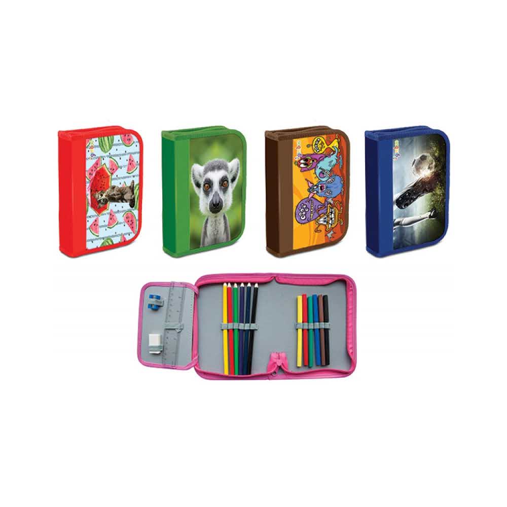 artykuły szkolne 4 alibiuro.pl Piórnik szkolny GIMBOO ekon. z wyposażeniem 1 komora 1 przekładka mix kolorów 72