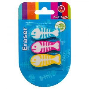 artykuły techniczne 4 alibiuro.pl Gumka uniwersalna KEYROAD Ryba 3szt. blister mix kolorów 50