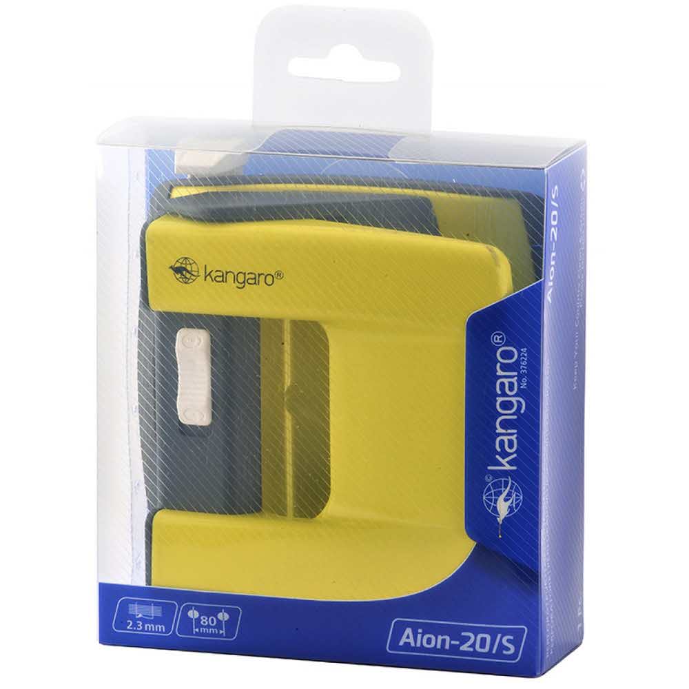 dziurkacz biurowy 4 alibiuro.pl Dziurkacz KANGARO Aion 20 S dziurkuje do 20 kartek metalowy w pudełku PP żółty 17