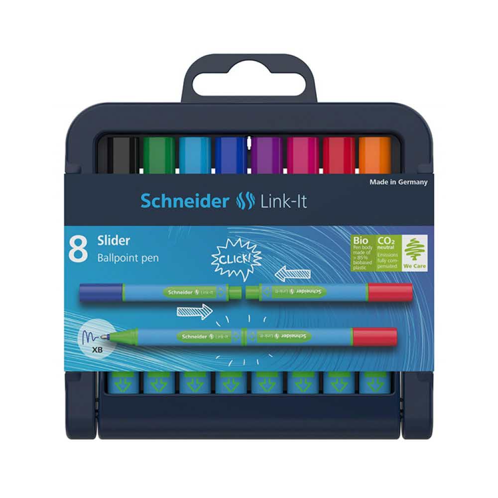 długopisy żelowe 4 alibiuro.pl Długopis SCHNEIDER Link It Slider XB stojak podstawka 8szt. mix kolorów 86