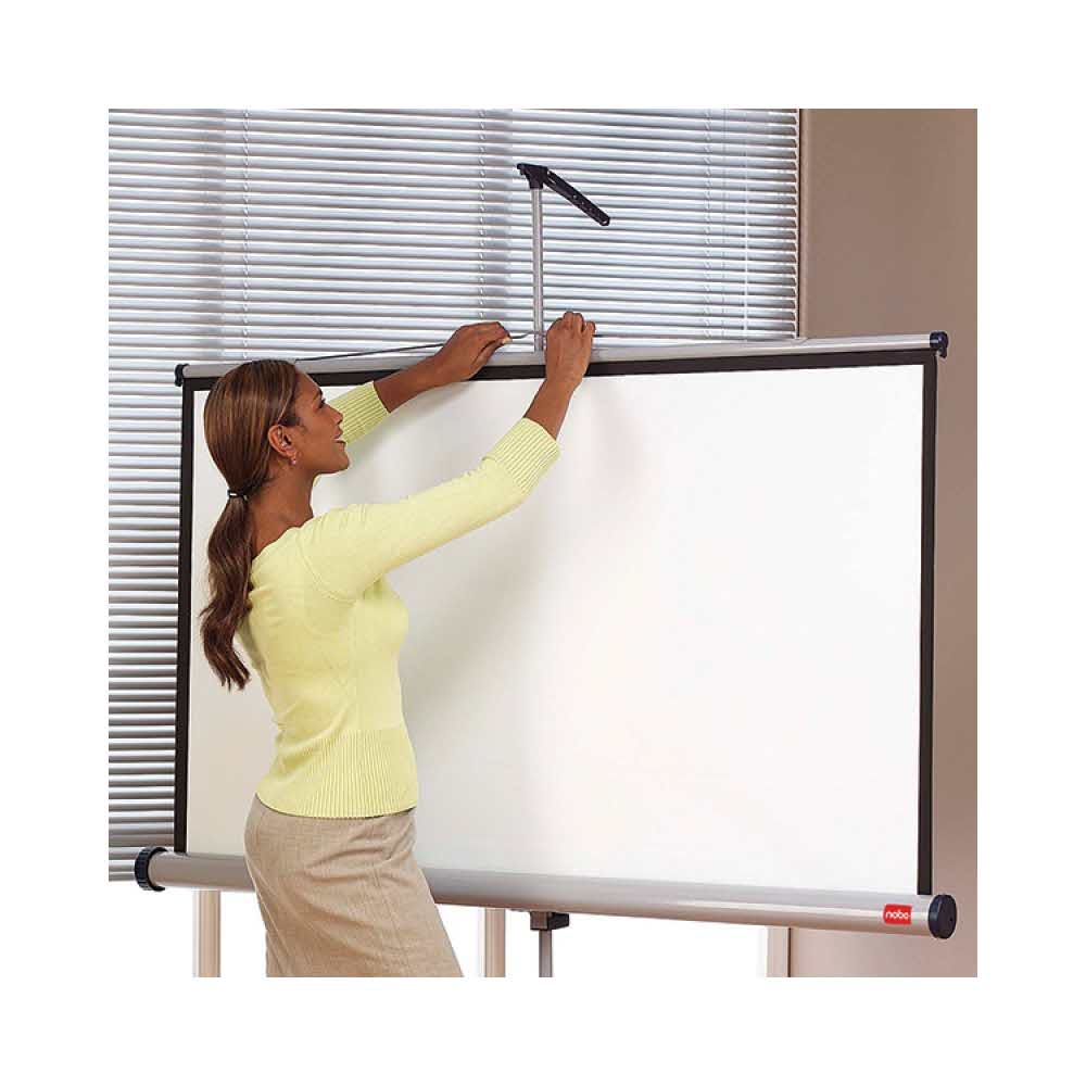 ekran sterowany elektrycznie 4 alibiuro.pl Ekran projekcyjny NOBO na trójnogu 4 3 1500x1138mm biały 95